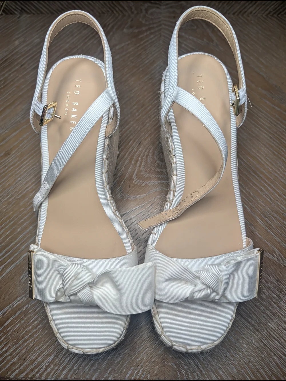 Ted Baker Cream Bow Espadrille Wedge Sandals